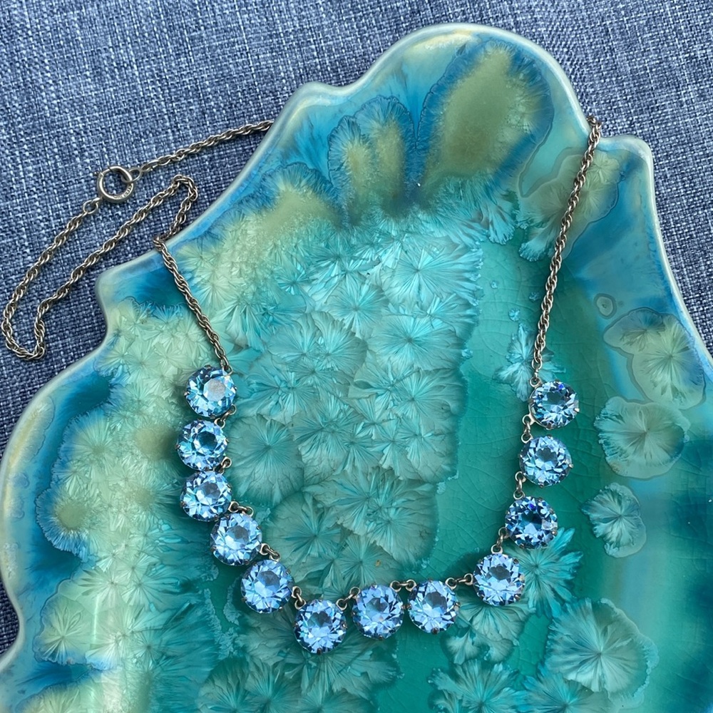 Vintage Sterling Silver Blue Stone Necklace - Picture 3 of 15